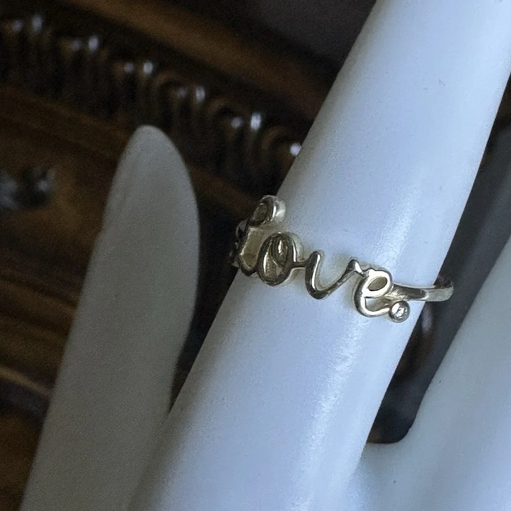 Vintage Accent Love Ring Size 7.25 Promise Gift Clear CZ Gem 925 Sterling 1.2g